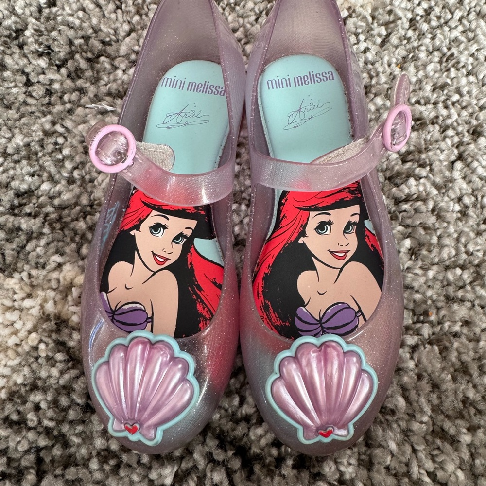 Mini Melissa Pink Glitter Ariel Jelly Mary Jane Shoes